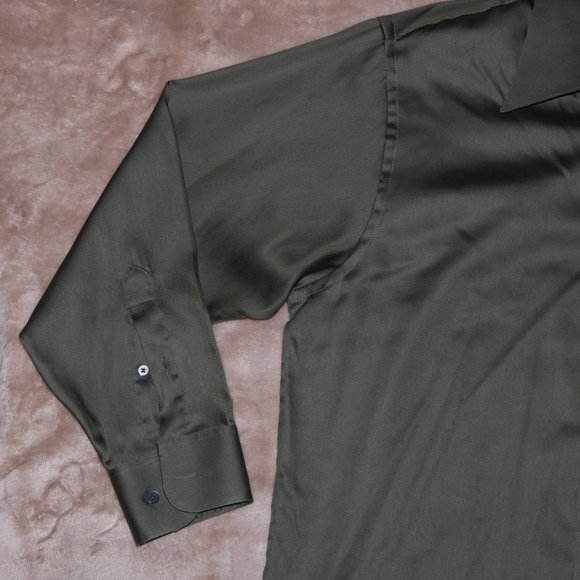 Geoffrey Beene Sateen Button Up Dress Shirt - Long Sleeve Wrinkle Free - Picture 3 of 13